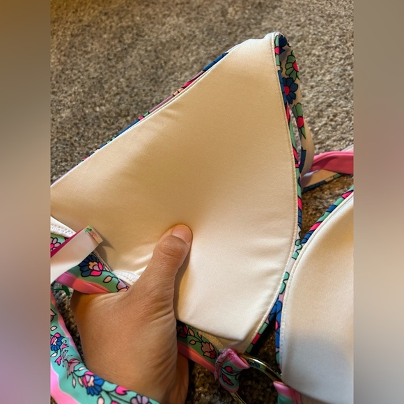 Victoria's Secret Floral Bikini with Pink and Green and gold Accents pushup - Picture 9 of 9